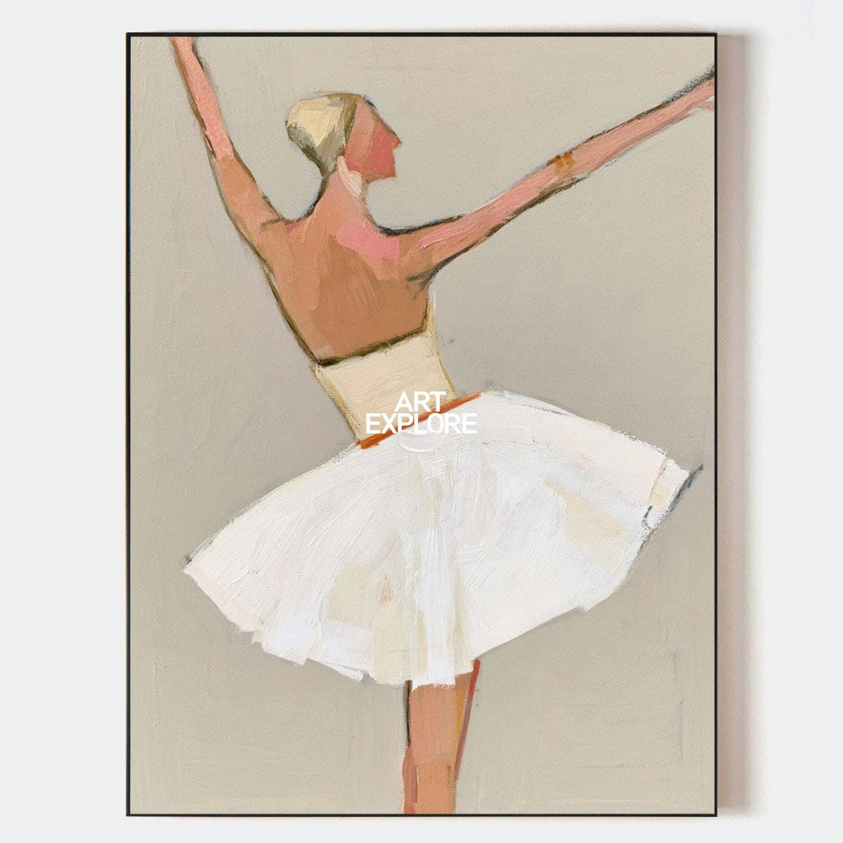 Abstract Dancer Canvas Painting Minimalist Beige Wall Art