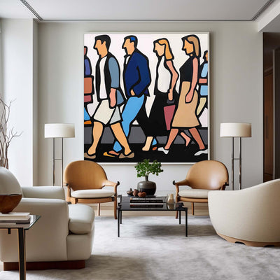 Original Handmade City Walkers Artwork – Modern Pop Art Canvas for Home or Office Walls