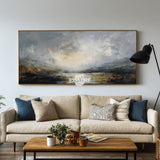 Original Handmade  Landscape Texture Art, Large Horizontal Lake View ArtExplore