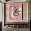 Original Pink Graffiti Paintings Large Basquiat Handcrafted Wall Art Modern Graffiti Art for Office
