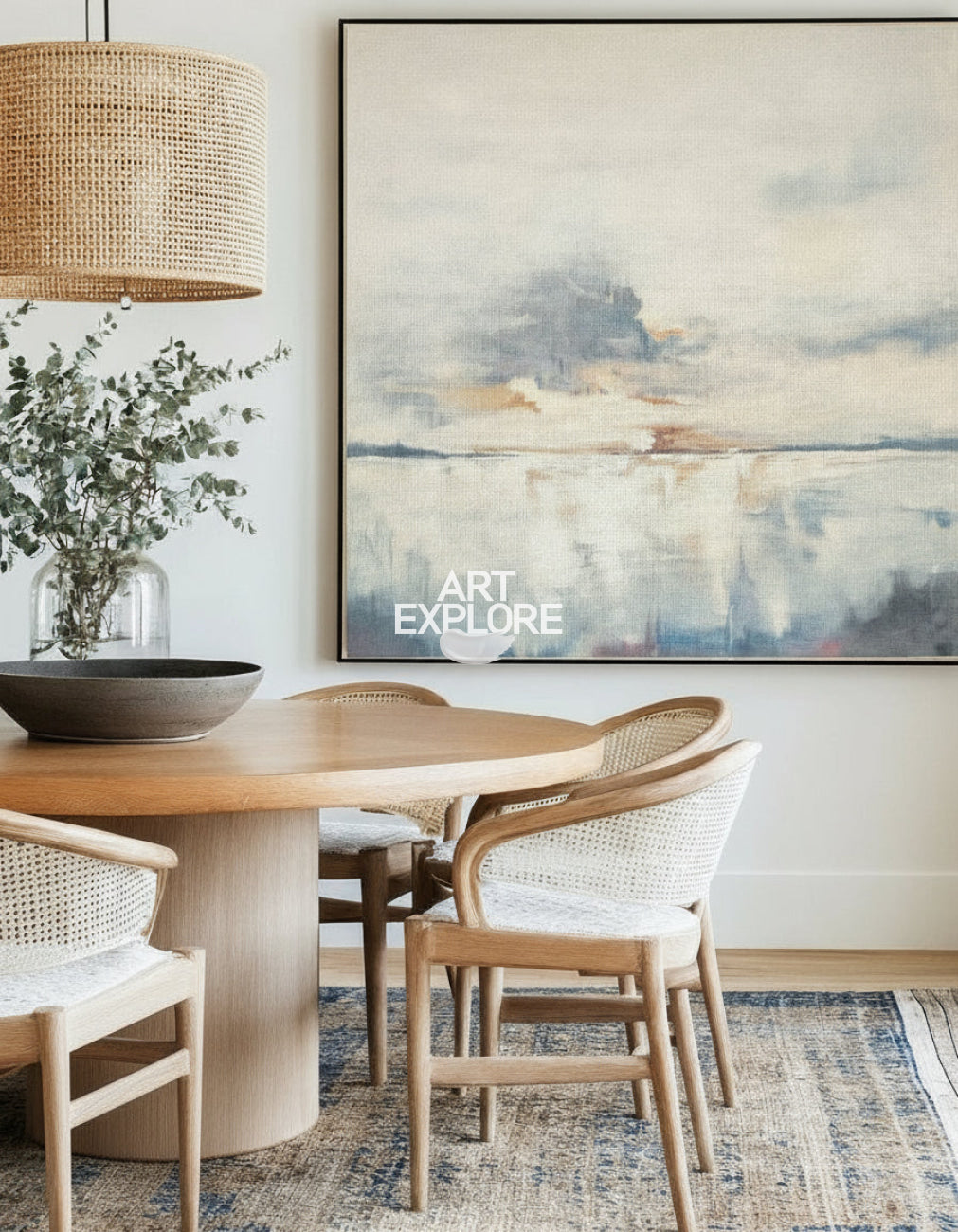 Oversize Blue Landscape Abstract Canvas Art Original Abstract Paintings Texture Art Painting For Sale