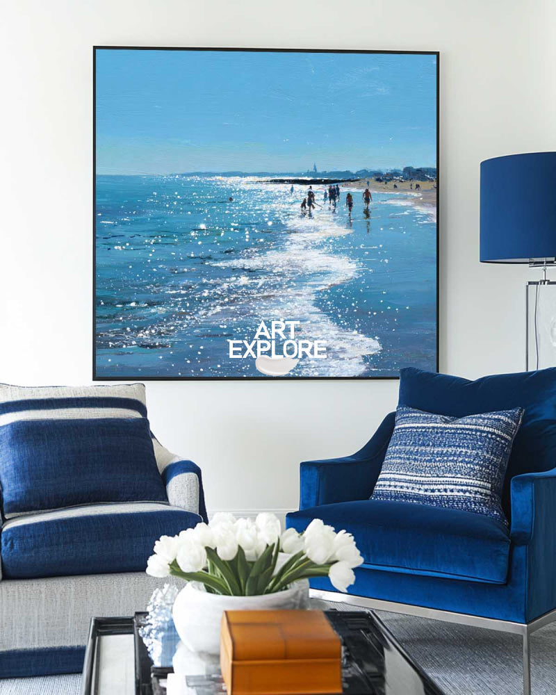 Oversized Beach Scene Painting Custom Nature Statement Art