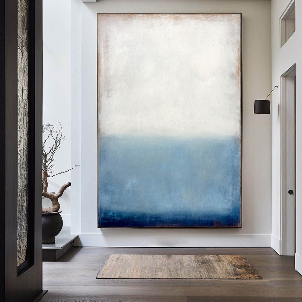 Oversized Blue Gradient Abstract Wall Art for Entryway & Lounge – ArtExplore Oil Painting