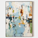Oversized Blue White Texture Painting Modern Blue Abstract Canvas Wall Art Abstract Texture Fine Art
