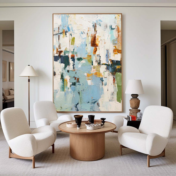 Oversized Blue White Texture Painting Modern Blue Abstract Canvas Wall Art Abstract Texture Fine Art