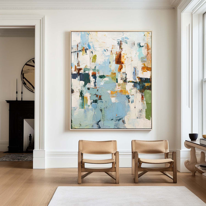 Oversized Blue White Texture Painting Modern Blue Abstract Canvas Wall Art Abstract Texture Fine Art