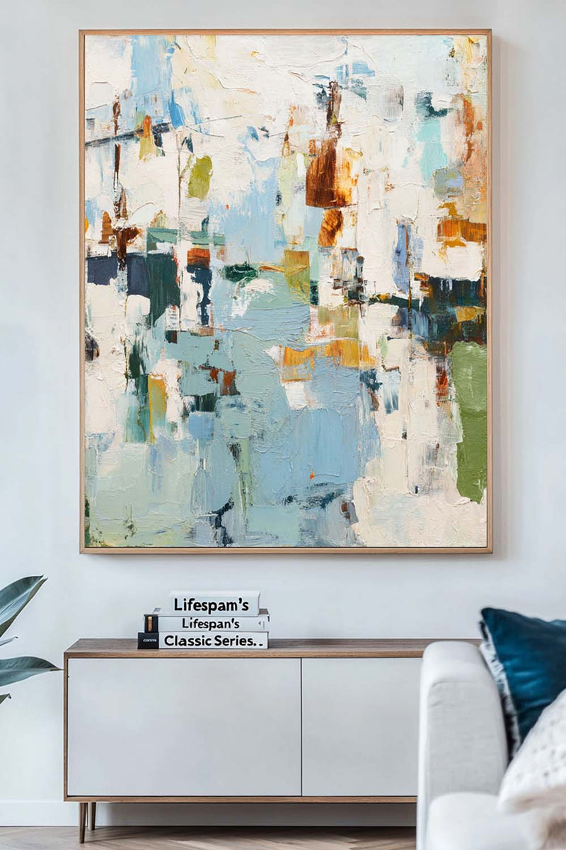 Oversized Blue White Texture Painting Modern Blue Abstract Canvas Wall Art Abstract Texture Fine Art