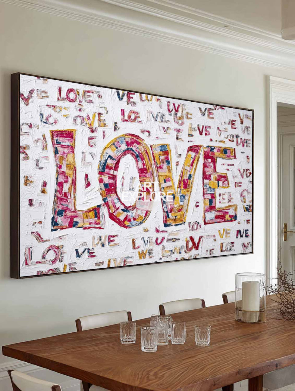 Oversized LOVE Abstract Wall Art, White Pink Canvas Wall Painting – ArtExplore