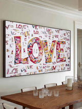 Oversized LOVE Abstract Wall Art, White Pink Canvas Wall Painting – ArtExplore