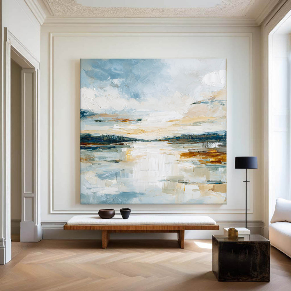 Oversized Modern Landscape Painting – Handmade Textured Canvas Art for Large Wall Decoration