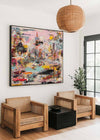 Oversized Pink Textured Graffiti Painting – Modern Home Décor Canvas from ArtExplore