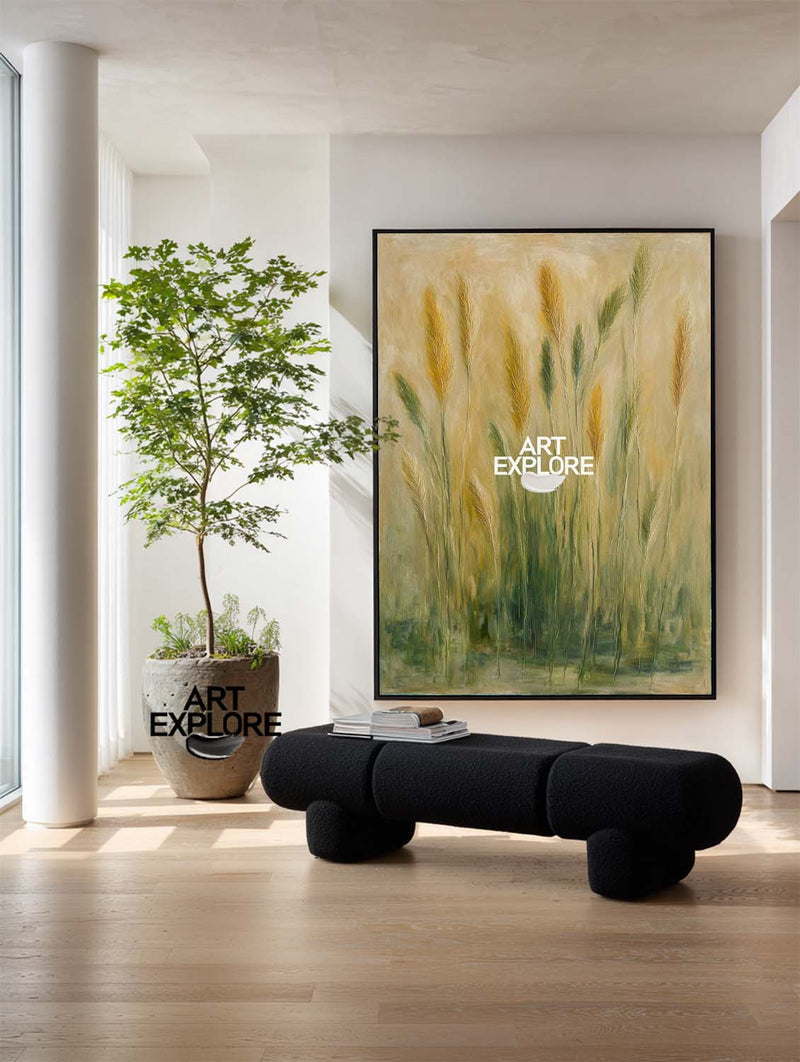 Oversized Reed Field Painting | Handmade Landscape Wall ArtExplore