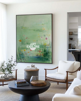 Oversized Wabi-Sabi Lotus Pond Wall Art for Dining Room | Handmade Canvas