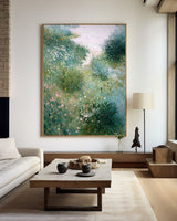 Peaceful Garden Landscape Art | Large Vertical Oil Painting | ArtExplor