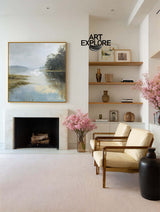 Peaceful Lake Painting for Office, Custom Textured Wall Art – ArtExplor