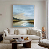 Peaceful Lake Reflection Art, Handmade Modern Blue Canvas – ArtExplore