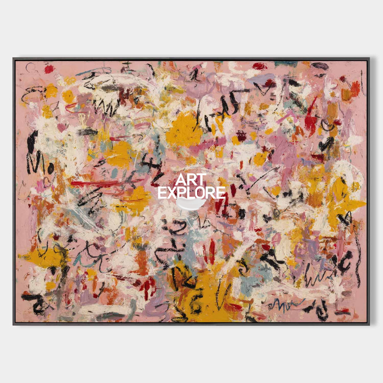 Pink Horizon | Large Horizontal Abstract Expressionist Wall Art For living room – ArtExplore