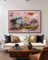 Pink Modern Abstract Canvas | Large Graffiti Style Wall Art ArtExplore