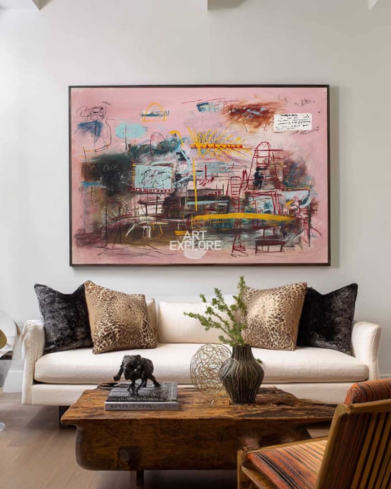 Pink Modern Abstract Canvas | Large Graffiti Style Wall Art ArtExplore