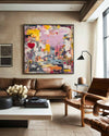 Pink Texture Graffiti Abstract Art – Large Handmade Oil Painting for Modern Homes | ArtExplore