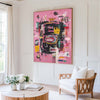 Large Pink Wall Art Abstract Graffiti Painting Jean-Michel Basquiat Abstract Graffiti Art Street Artwork