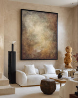 Rich Texture Brown Painting | Large Handmade Vertical Wall Art ArtExplore