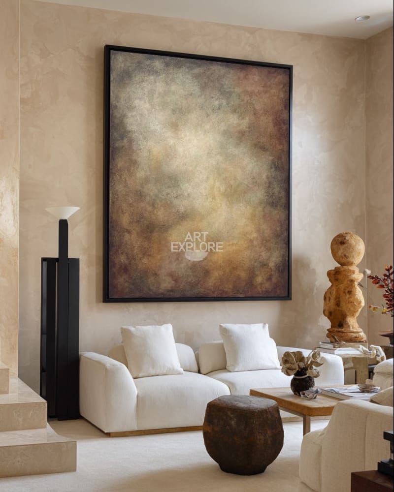 Rich Texture Brown Painting | Large Handmade Vertical Wall Art ArtExplore