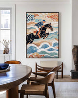 Royal Horse Oil Canvas | Large Blue Textured Equestrian Wall Art ArtExplore