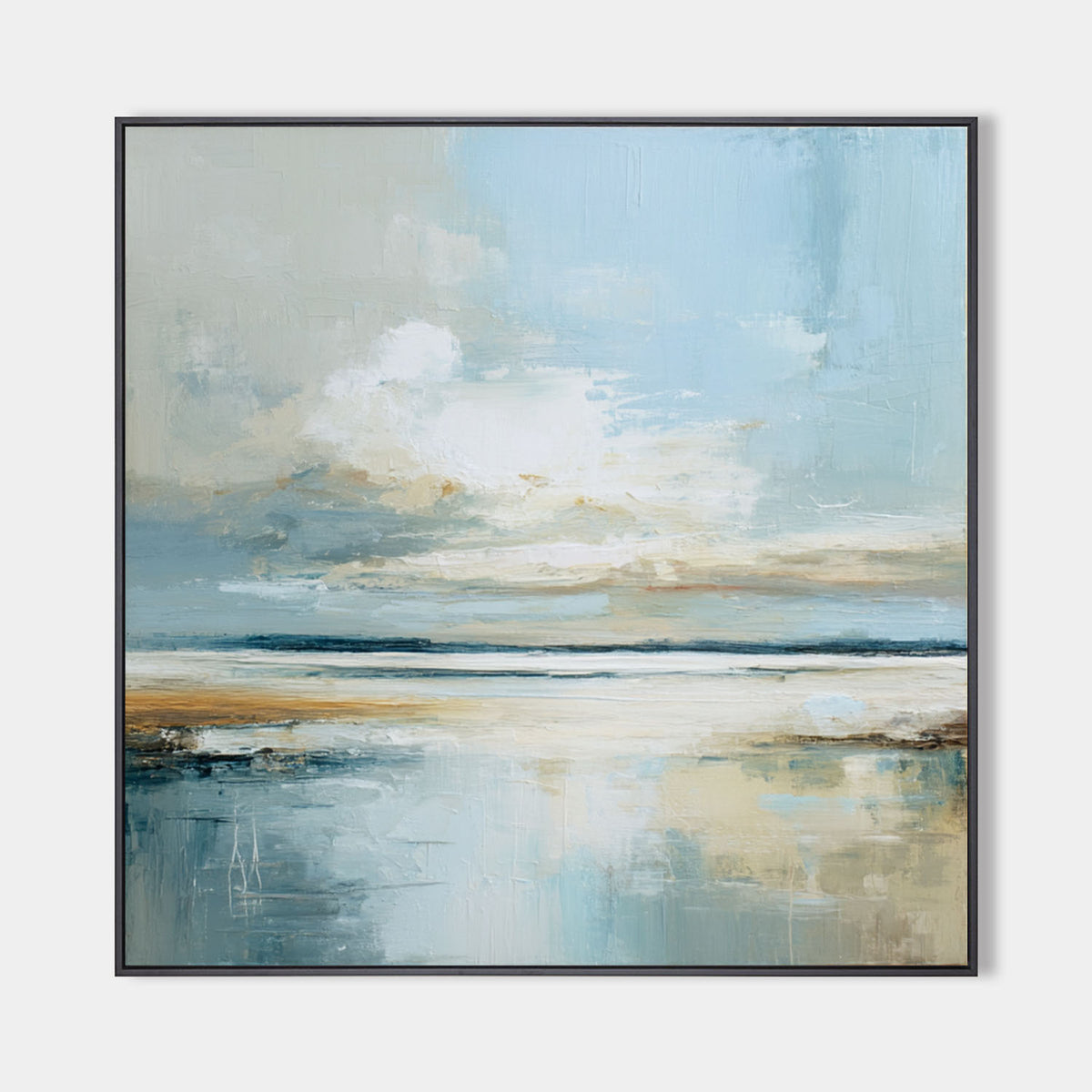 Serene Blue Horizon Handmade Painting – Large Modern Art for Living Room ArtExplor Landscape Wall Art
