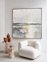 Serene Lake Ripples Abstract Art | White Blue Modern Wall Decor ArtExplore