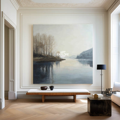 Serene River Valley Painting for Modern Living Room Wall – ArtExplore