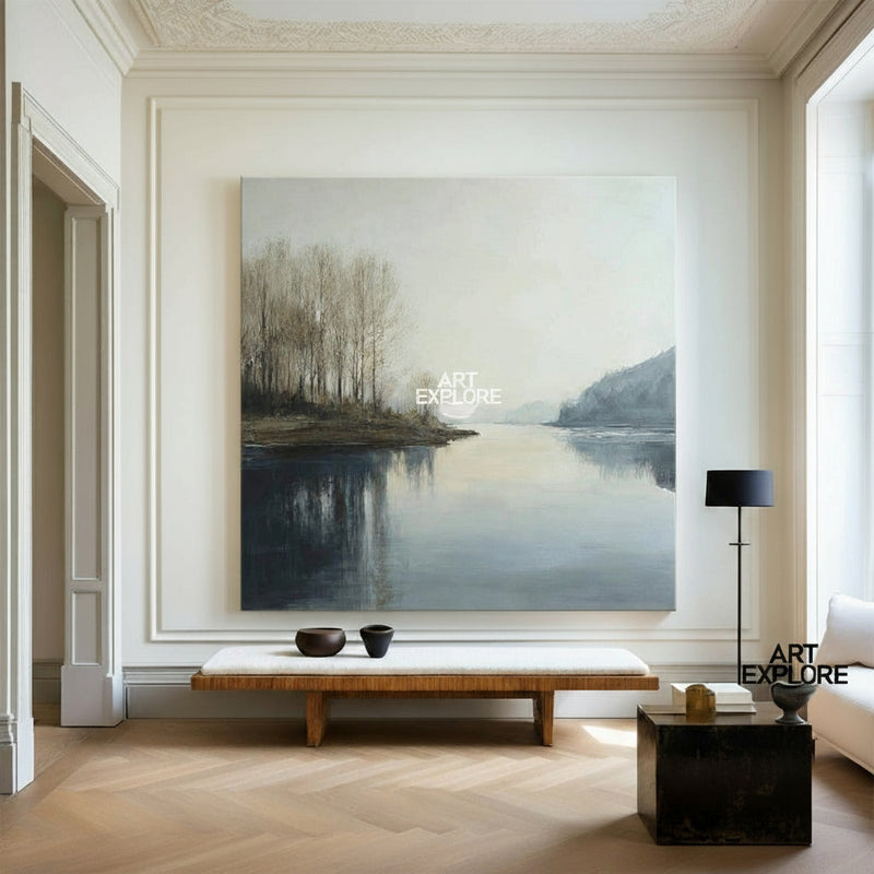Serene River Valley Painting for Modern Living Room Wall – ArtExplore