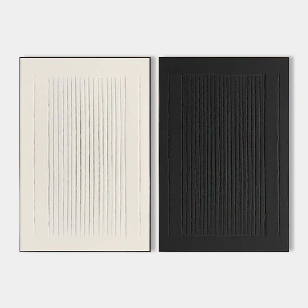 Set of 2 Black White Minimalist Textured Canvas Art – ArtExplore Handmade Decor