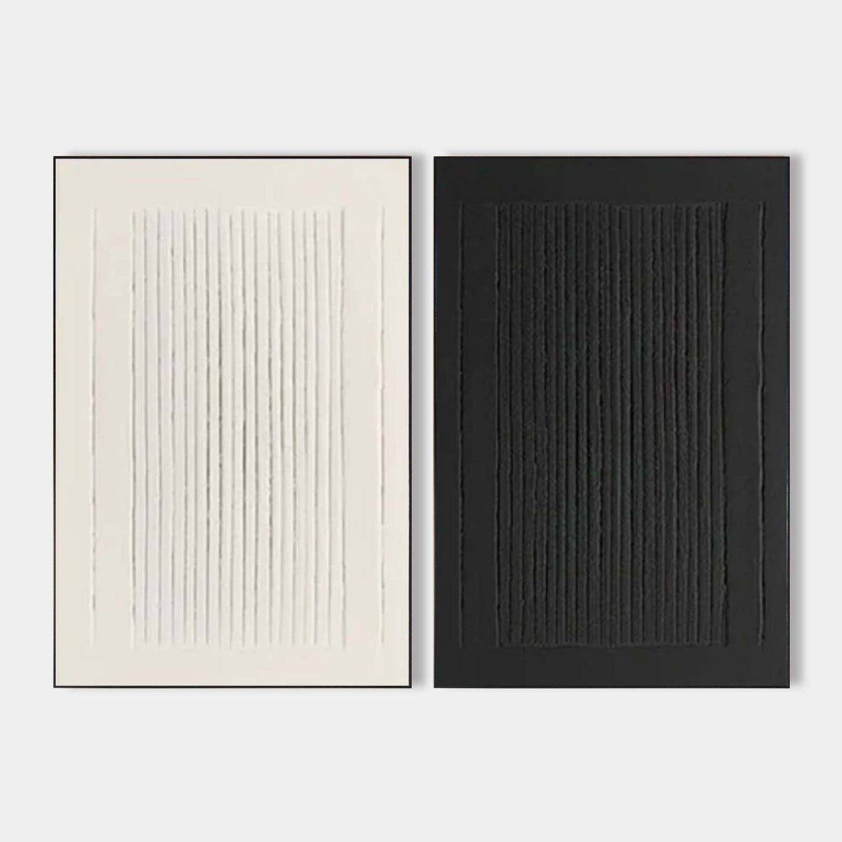 Set of 2 Black White Minimalist Textured Canvas Art – ArtExplore Handmade Decor