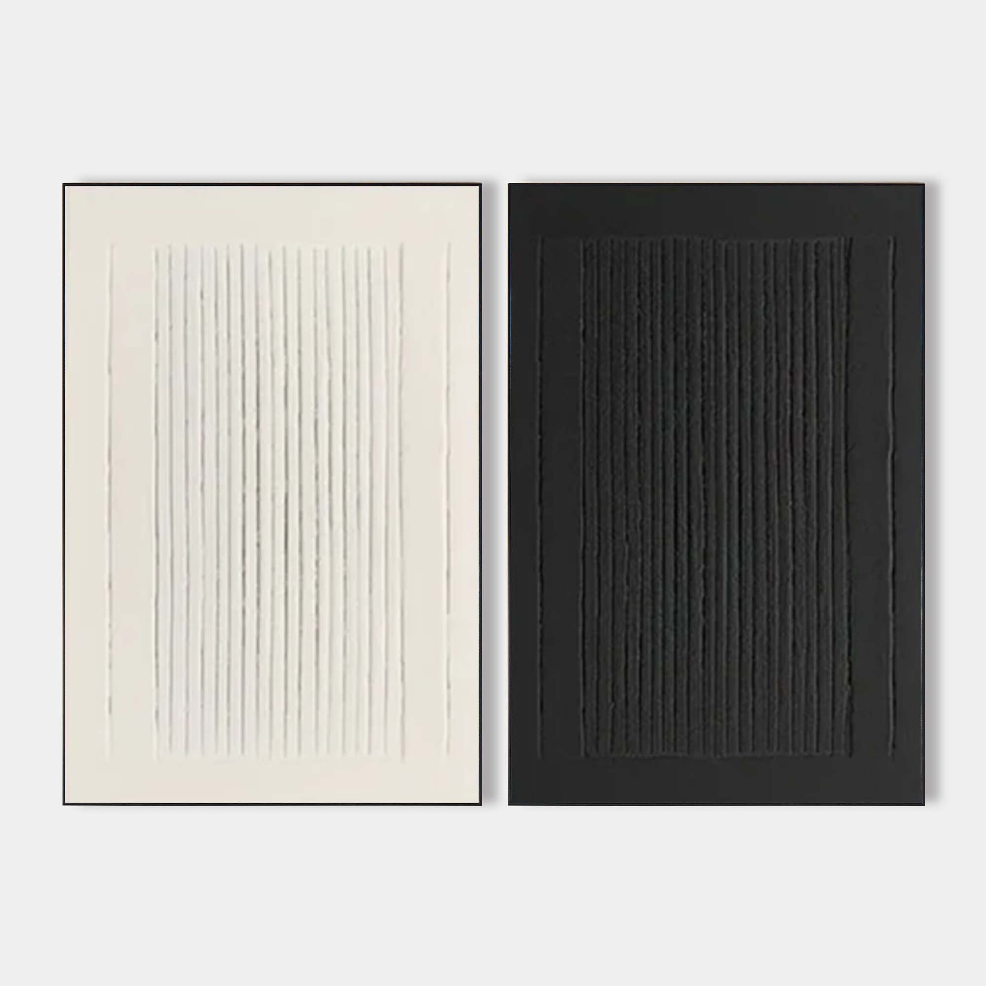 Set of 2 Black White Minimalist Textured Canvas Art – ArtExplore Handmade Decor