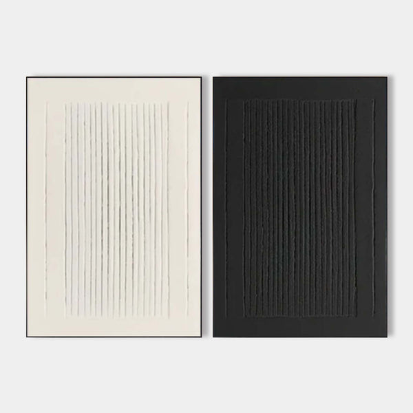 Set of 2 Black White Minimalist Textured Canvas Art – ArtExplore Handmade Decor