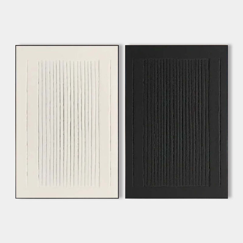 Set of 2 Black White Minimalist Textured Canvas Art – ArtExplore Handmade Decor