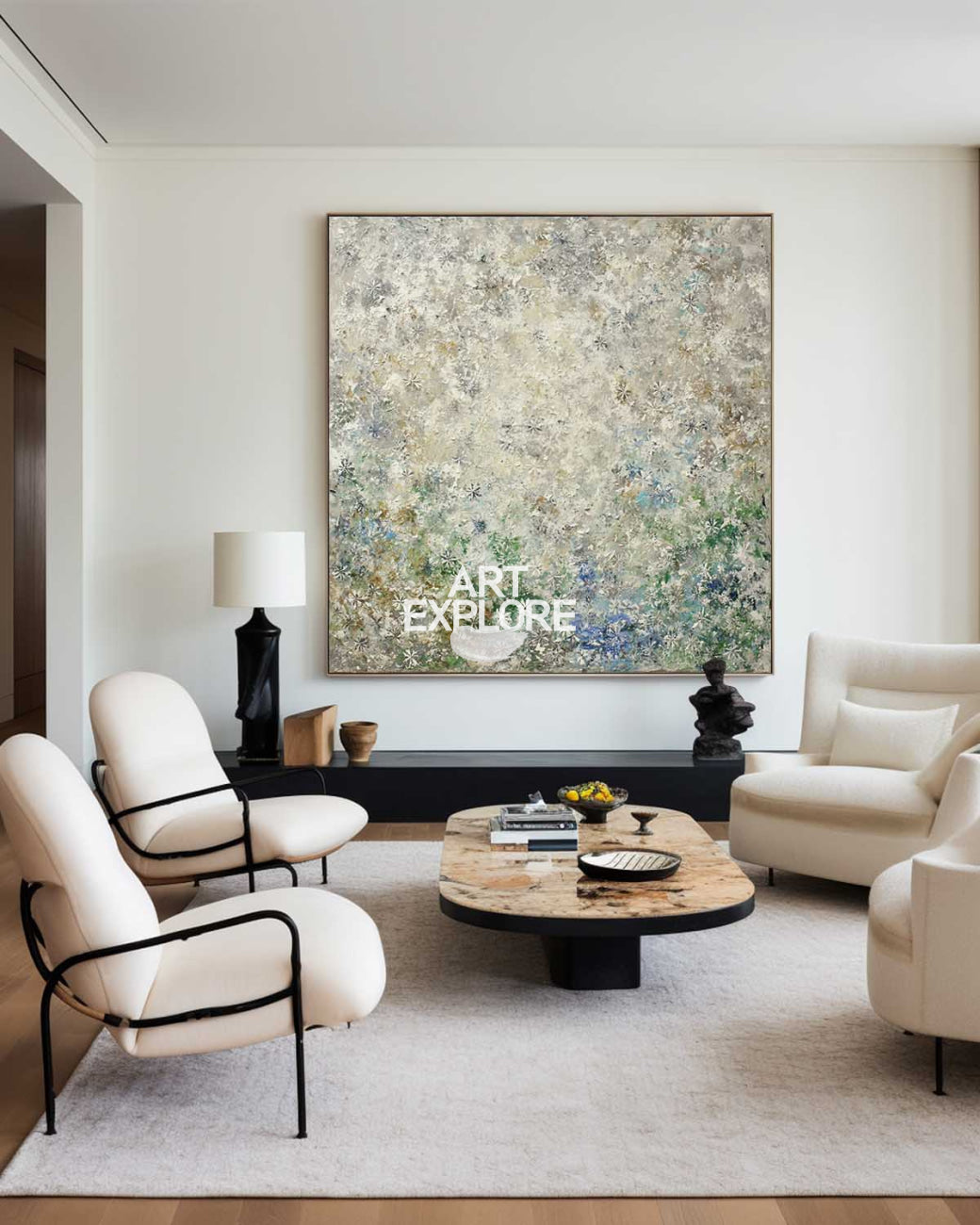 Soft Sage Green Organic Abstract Wall Art, Handmade Oil – ArtExplore