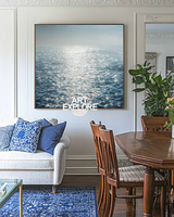 Soothing Blue Sea Oil Canvas Painting for Hotel or Office - ArtExplore