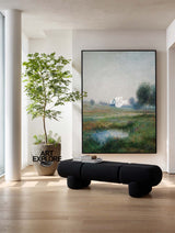 Soothing Misty Field Vertical Canvas for Large Space Decor | Oil Painting by ArtExplore