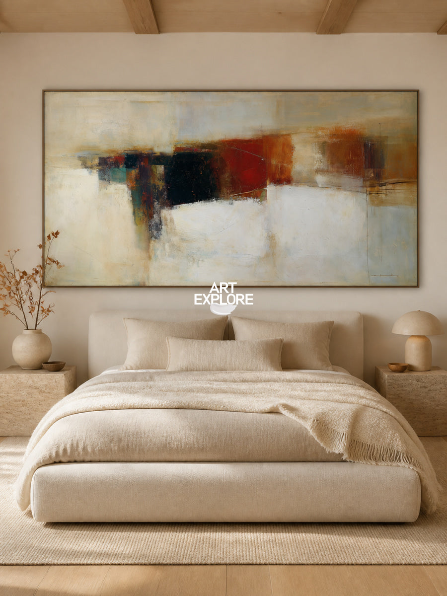 Large Neutral Abstract Wall Art For Living Room And Office