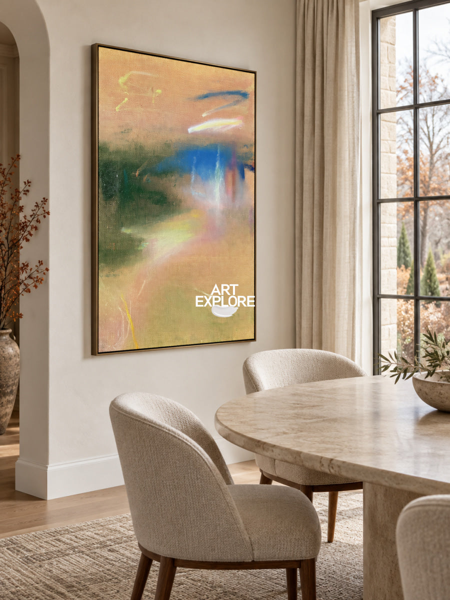 Abstract Brown And Blue Canvas Painting Hand-Painted Wall Art For Modern Home