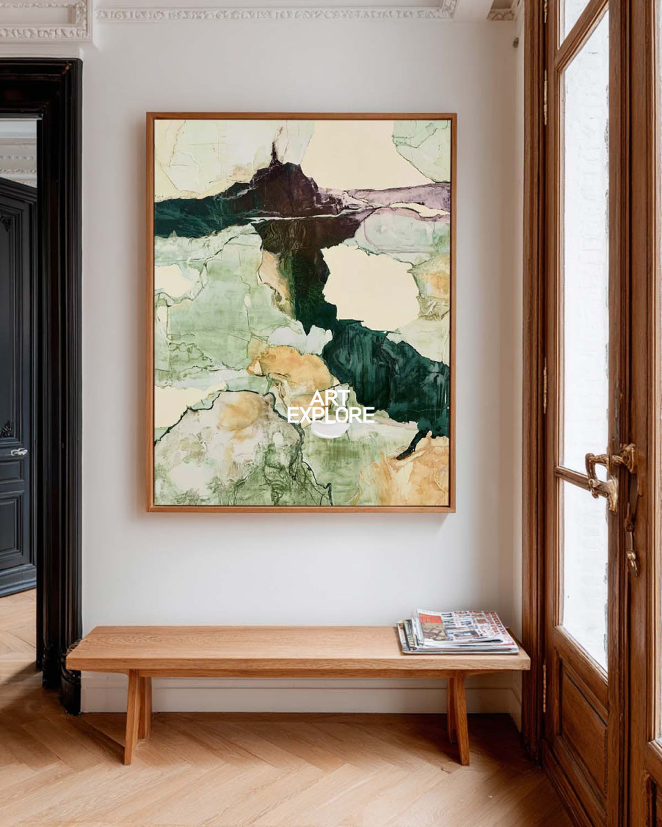 Abstract Green Landscape Canvas Painting Hand-Painted Wall Art For Modern Home