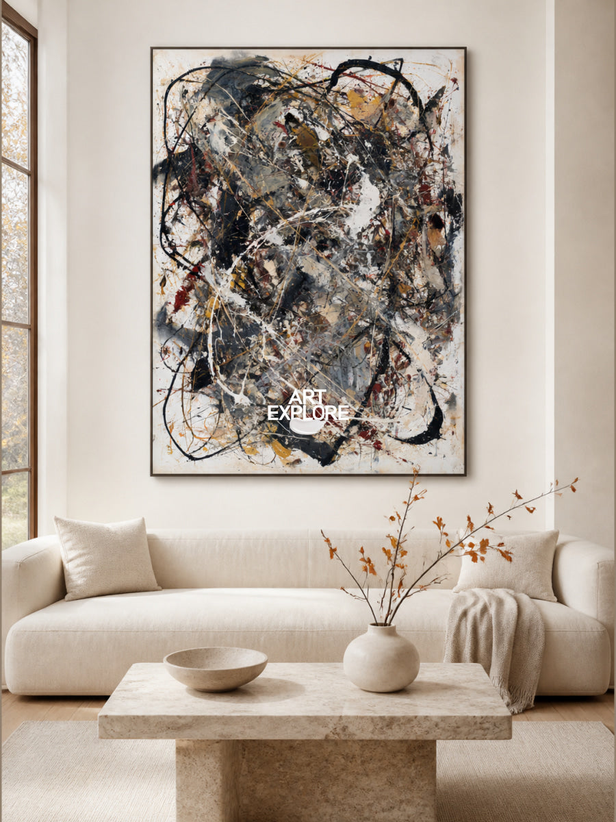 Expressionist Abstract Art With Textured Lines And Earthy Colors