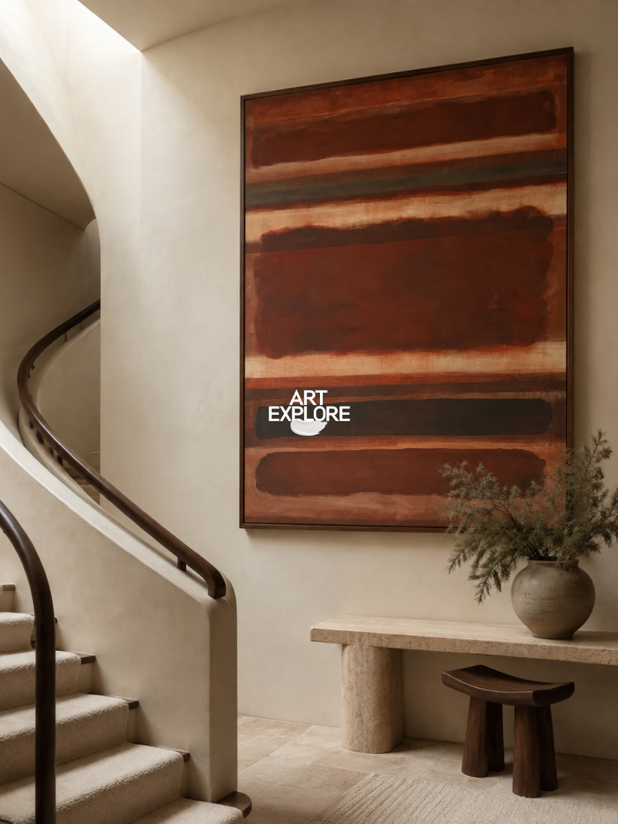 Reddish-Brown Abstract Canvas Painting Hand-Painted Wall Art