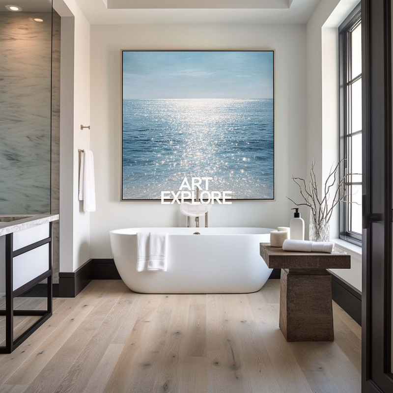 Sparkling Blue Sea Painting, Modern Coastal Wall Art – ArtExplore