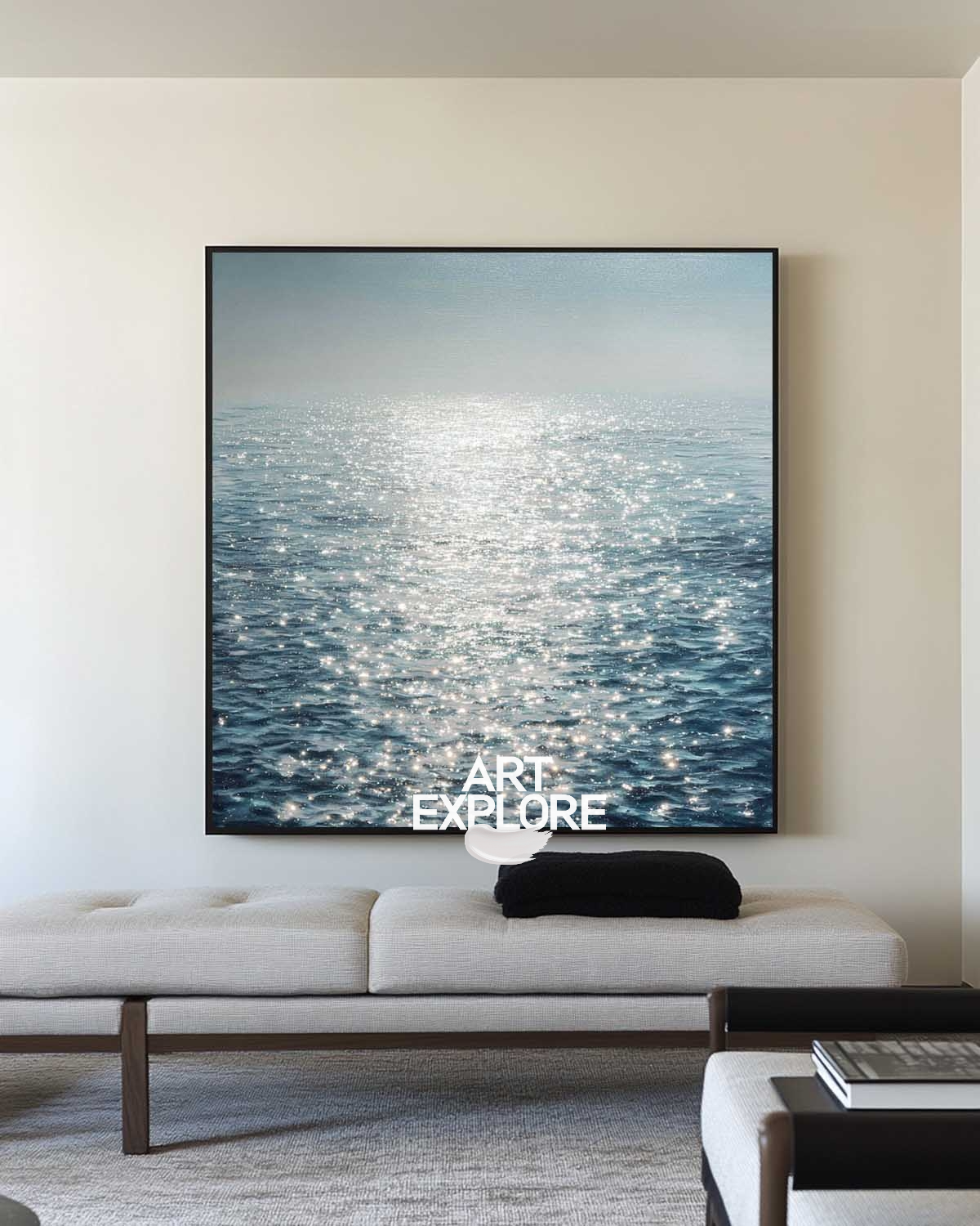 Sparkling Sea Oil Painting on Canvas for Modern Living Room - ArtExplore