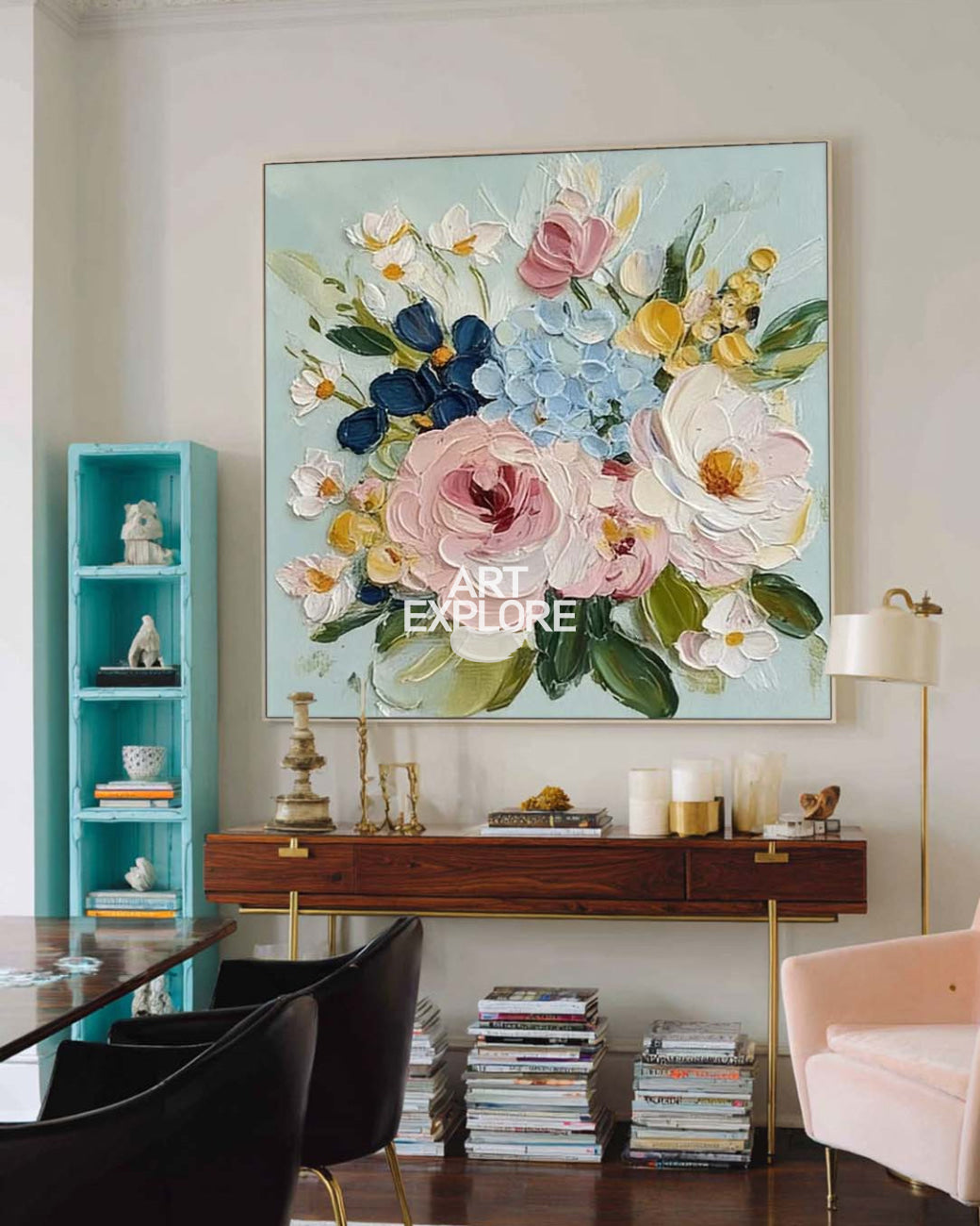 Spring Bloom Square Floral Oil Painting Handmade Large ArtExplore