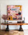 Square Abstract Graffiti Art – Large Textured Handmade Painting for Living Rooms | ArtExplore