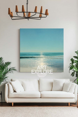 Square Blue Seascape Painting for Modern Living Room & Lounge Walls – ArtExplore